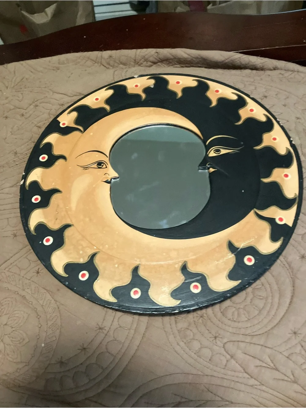 Vintage Handcrafted Celestial Sun and Moon Mirror